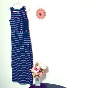 Talbots navy blue and green stripe  dress NWOT